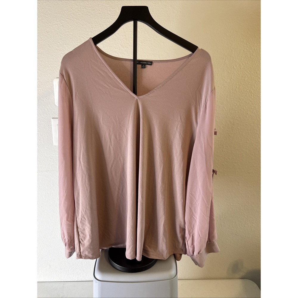 ADRIANNA PAPELL Women's Top‎ with Sleeve Ties Pink Size XL